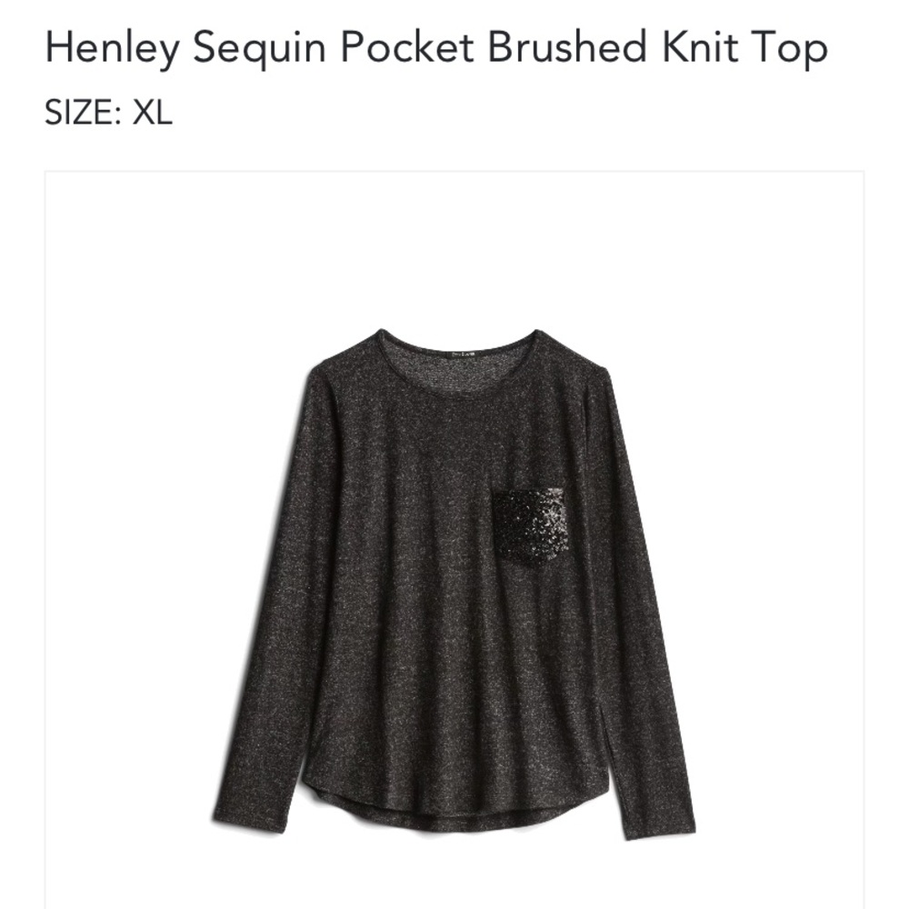 Henley Sequin Pocket Brushed Knit Top